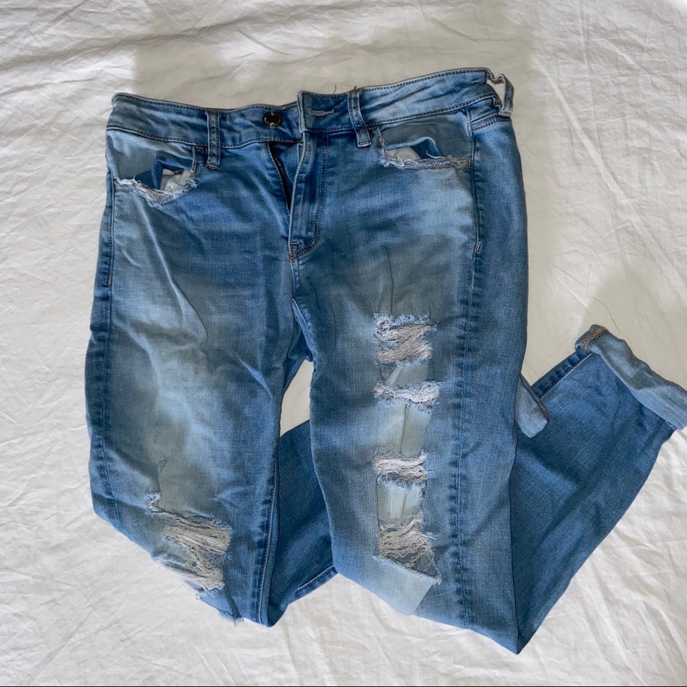 2/$30- American Eagle Mid-Cut Ripped Jeans